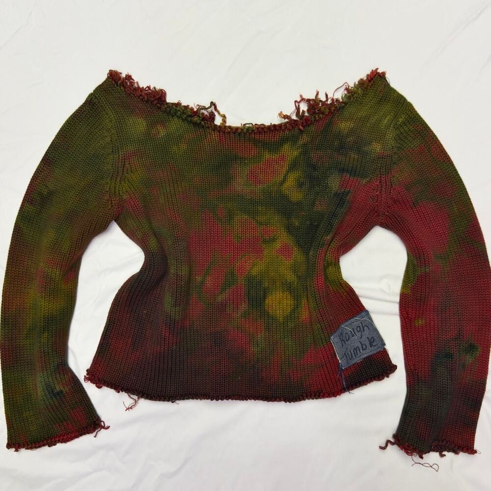 1 of 1 rough & tumble distressed cropped knit sweater women’s size xs/s
